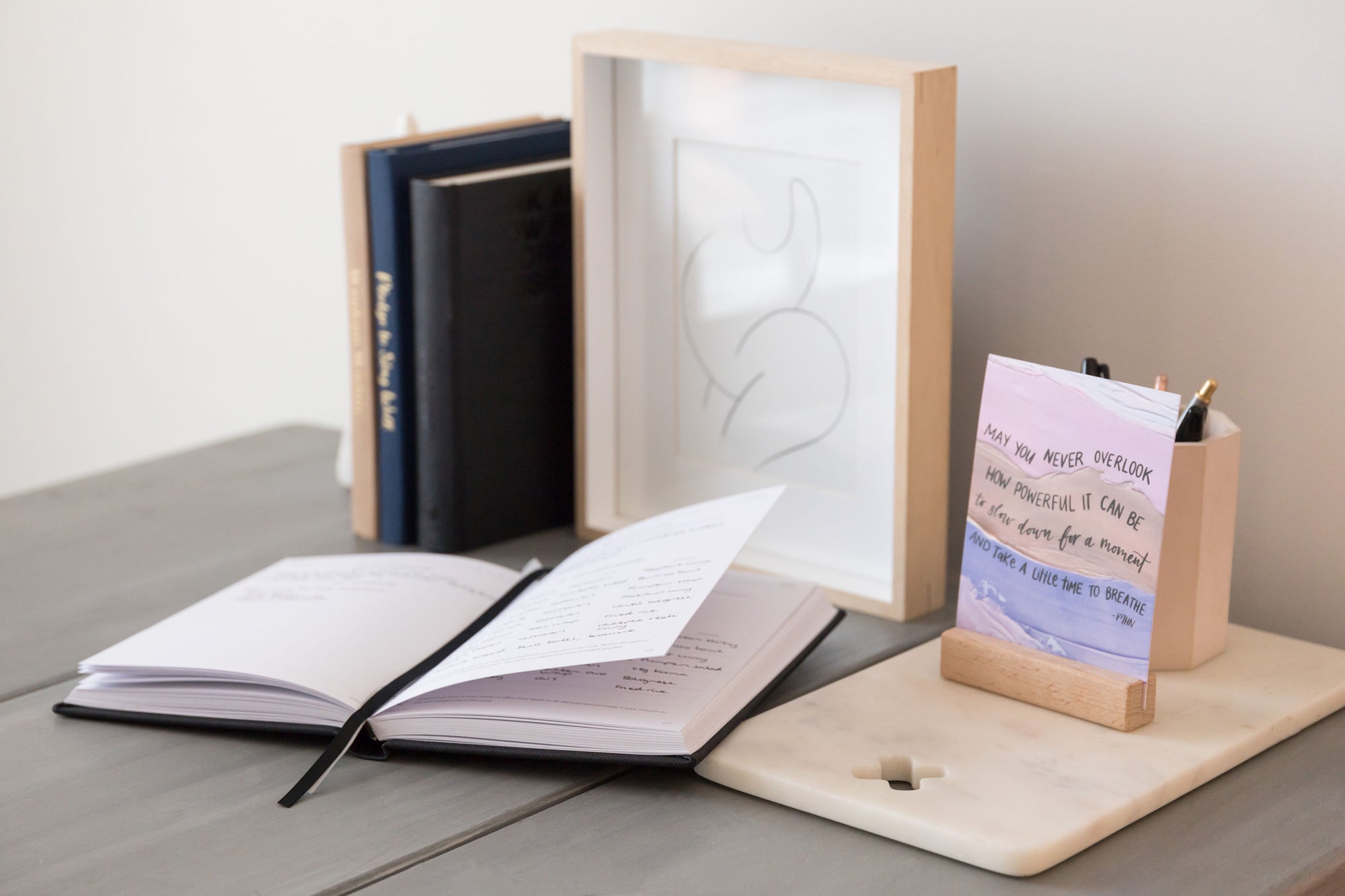 Curation diary open on a desk