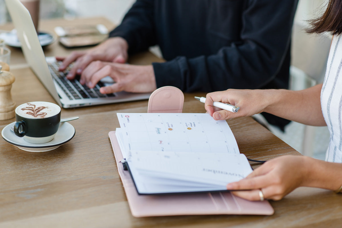 Curation diary on a desk