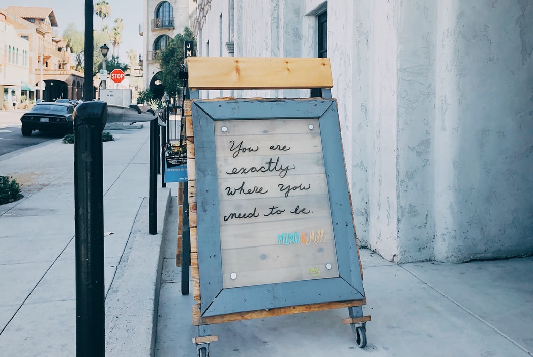 A frame sign on the street