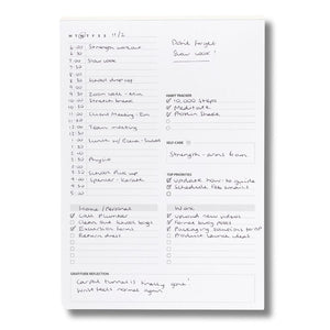 Curation Daily Desk Pad Planner Filled Out Sheet