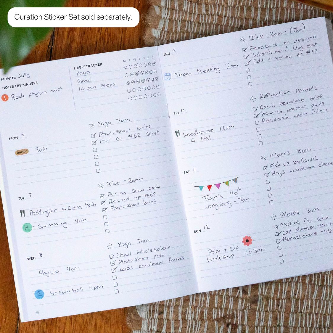 curation 90 day planner weekly